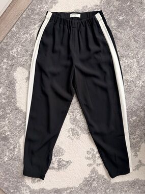 Aritzia Babaton Black Ankle Pants with White Side Stripe